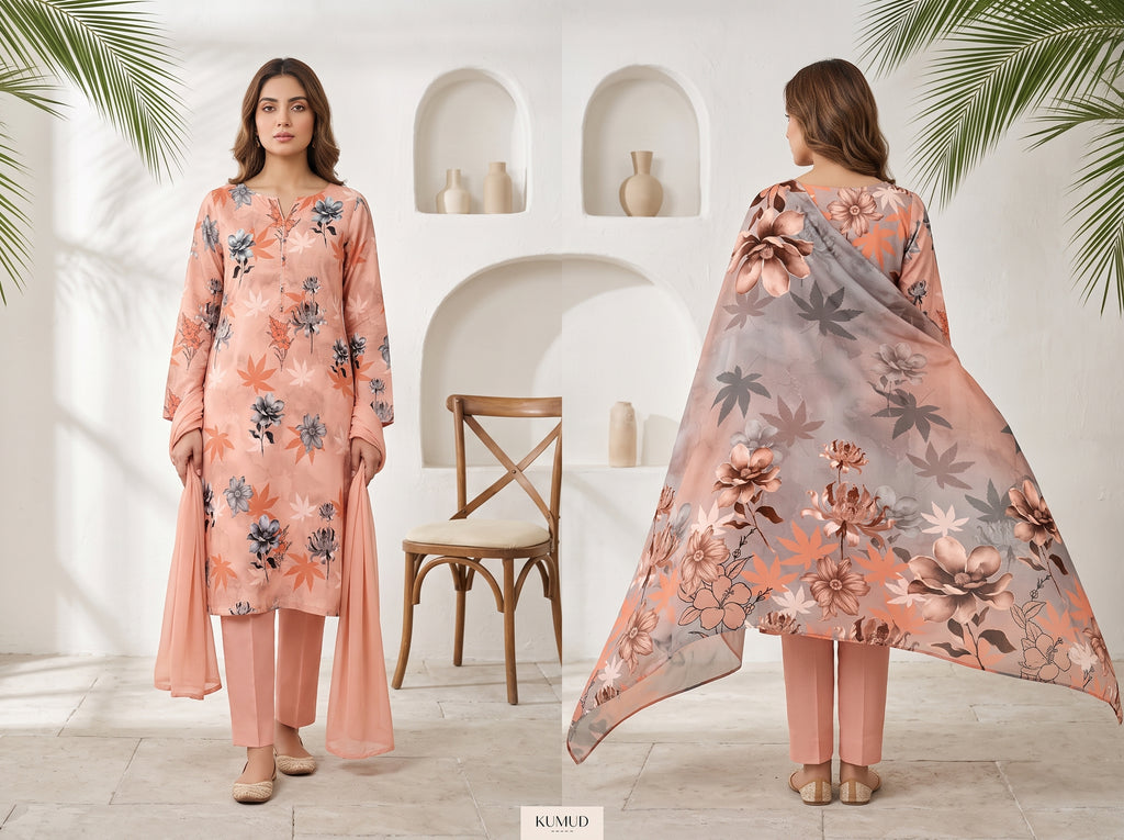 Unstitch Lawn 3 Piece 017