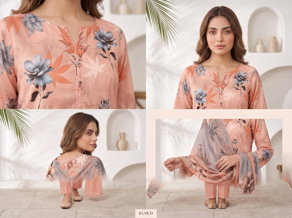 Unstitch Lawn 3 Piece 017